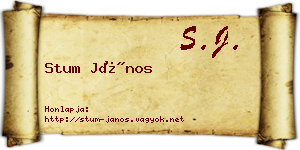 Stum János névjegykártya